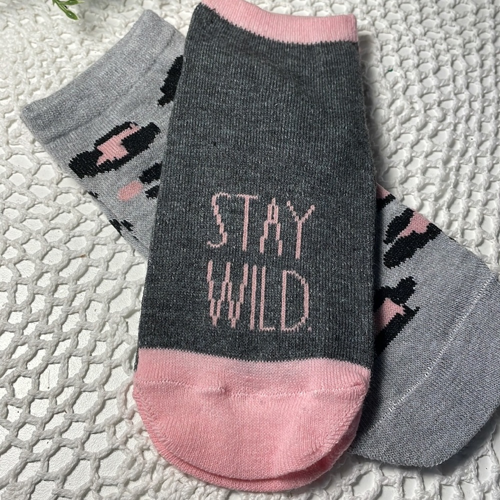 STAY WILD Rae Dunn ankle socks NEW! 💗2for $20